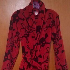 Arizona Black/Red Soft Bathrobe Boys Pockets Belt 8 Medium